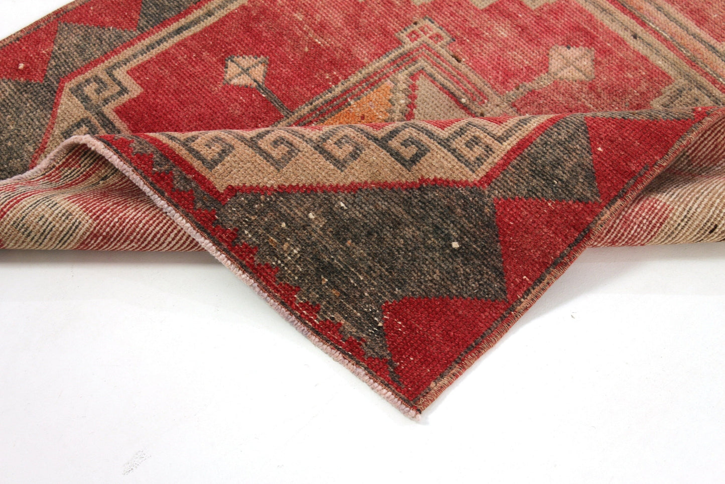 Turkish Vintage Oushak Runner Rug, 3x12 Rug Runner, Carpet Runner, Mid Century rug, Boho Rug, Shabby Chic,5955