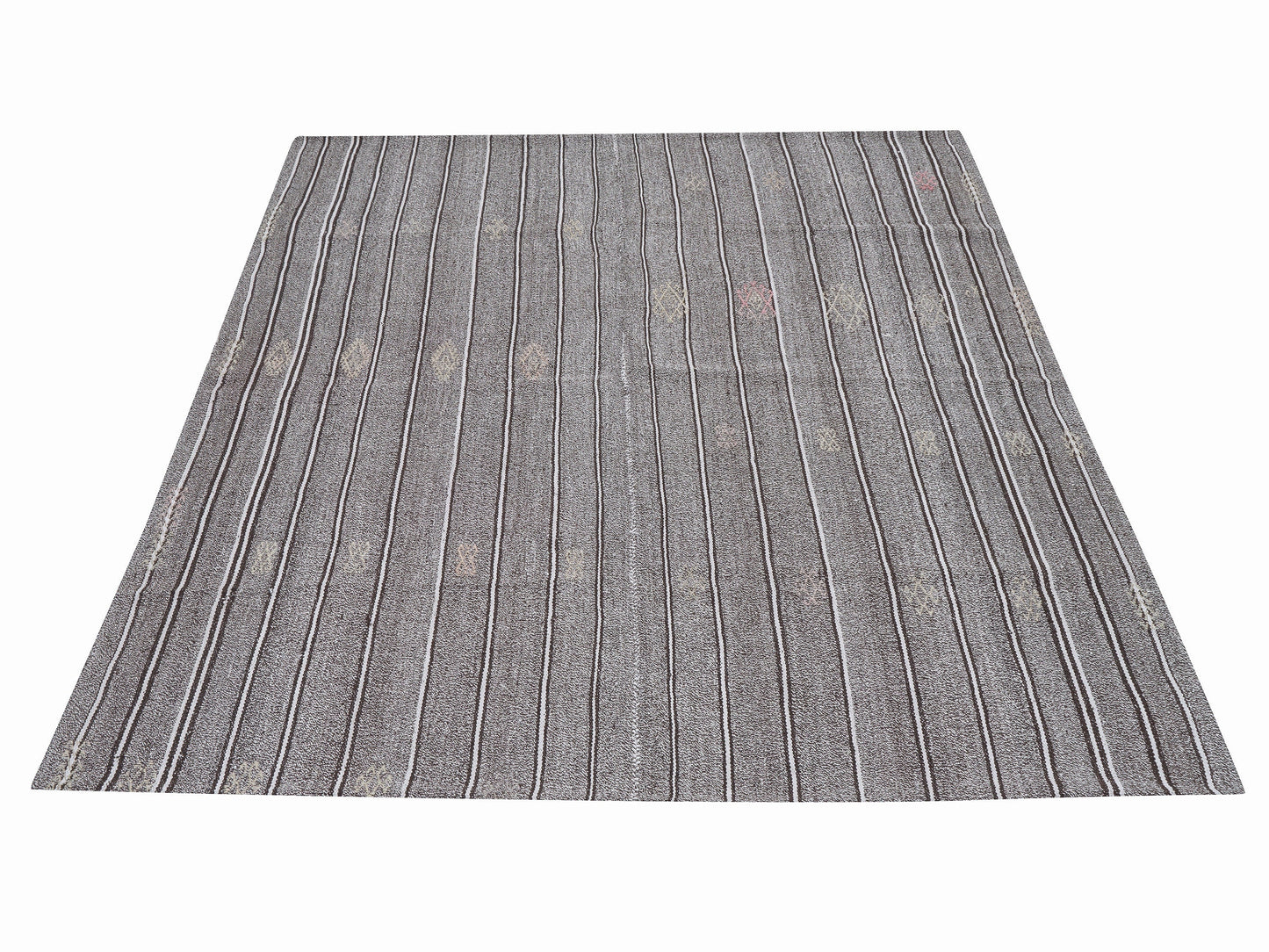 Turkish Vintage Handmade Kilim Rug, Area Unique Kilim Rug, Neutral Muted Rug, Bedroom Rug, Gray Rug, Kilim Rug 6x7, Coastal Decor, 12197