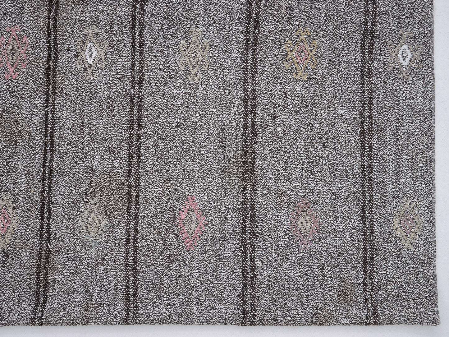 Turkish Handmade Kilim Rug, Vintage Black Striped Kilim Rug, Area Flat Weave Kilim Rug,Neutral Antique Rug, Gray Rug, Kilim Rug 6x7, 12203