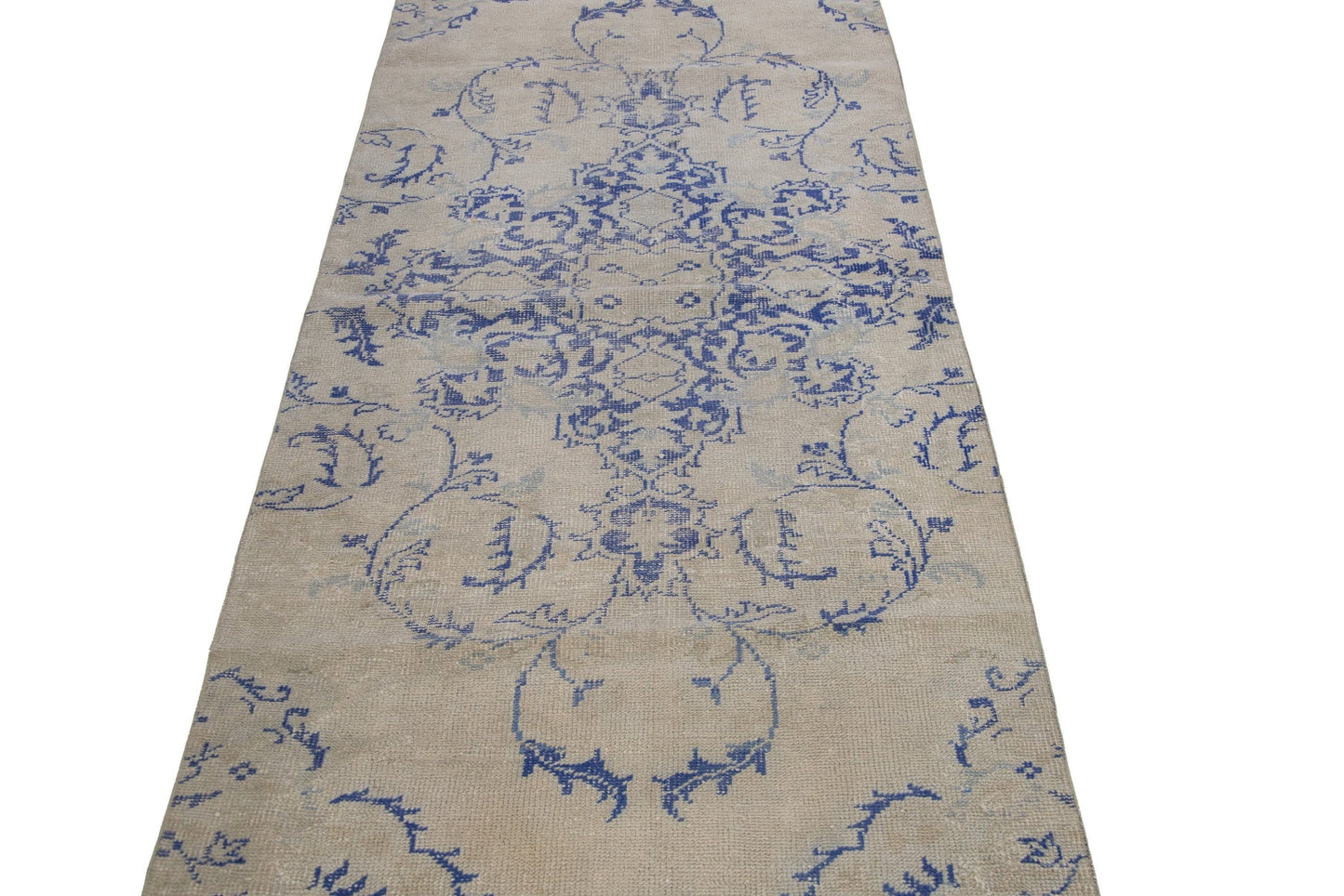 3x8 One of a kind Antique Kitchen Hallway Oushak Vintage Carpet Turkish Rug Runner, 7430