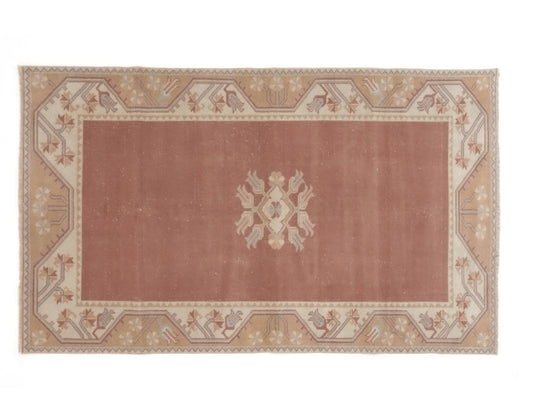Soft Pink Oushak Rug, Handmade Turkish Rug, Vintage Oushak Rug, Wool Anatolia Rug, Neutral rug, Area Rug, Carpet rug, Bohemian decor, 8900