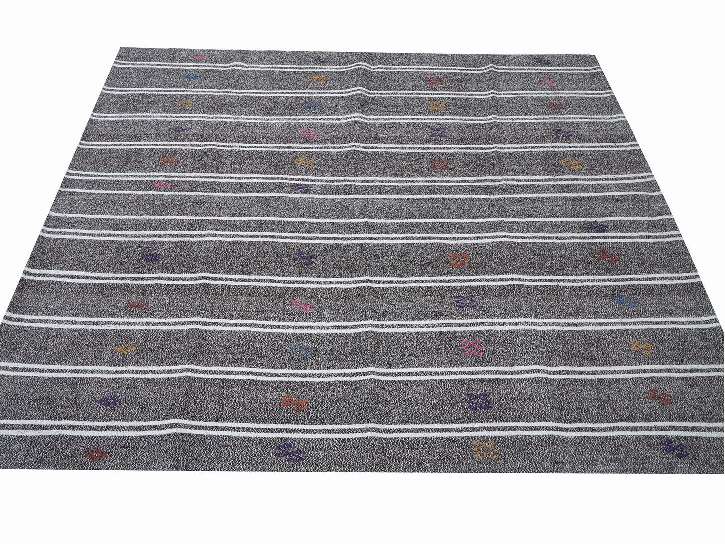 Vintage Kilim, Area Kilim Rug, Turkish Kilim, Handmade Unique Kilim Rug, Striped Rug, Gray Rug, Bedroom Rug, Rug Kilim, Kilim Rug 6x7, 12175