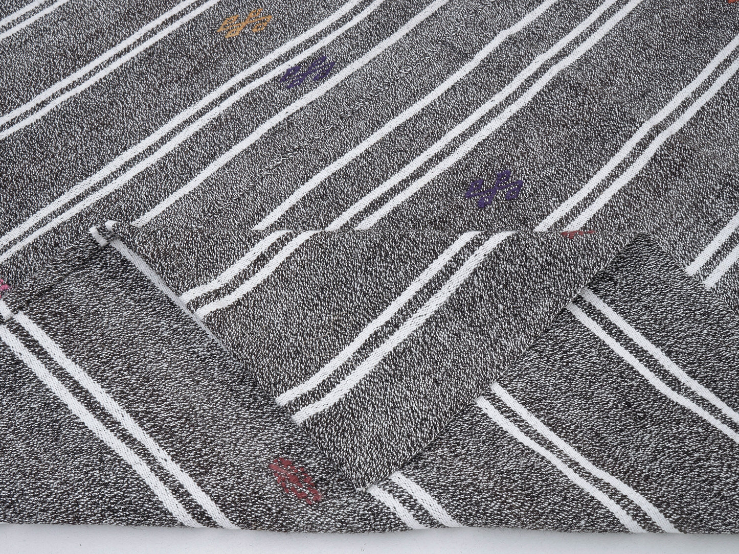 Vintage Kilim, Area Kilim Rug, Turkish Kilim, Handmade Unique Kilim Rug, Striped Rug, Gray Rug, Bedroom Rug, Rug Kilim, Kilim Rug 6x7, 12175