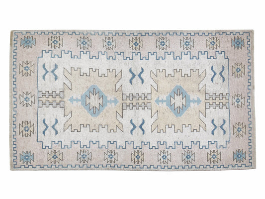 Oushak Handmade Area Rug, Turkish Vintage Eclectic Rug, Bedroom Rug, Oushak Carpet, Rug 3x5, Bohemian Rug, Turkey Rug, Carpet Rug, 12462