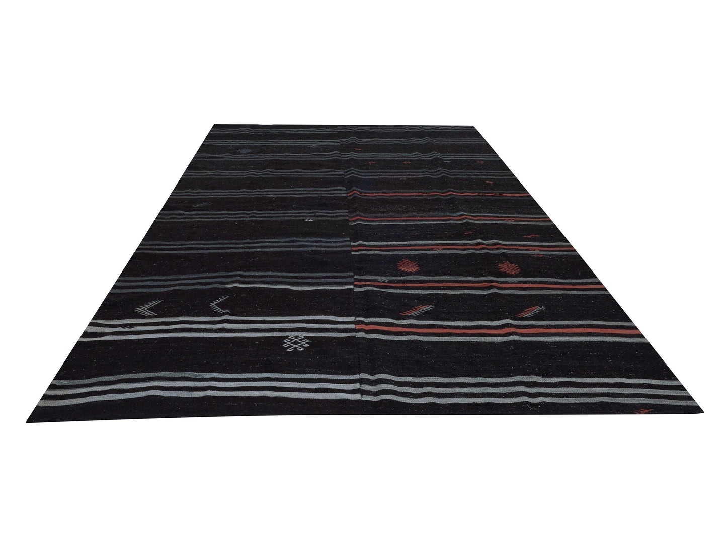 Handmade Kilim Rug, Turkish Kilim, Large Black Rug, Farmhouse Decor, Vintage Rug, Oversize Kilim Rug, Goat Hair Rug, Rug Kilim 9x13, 11496