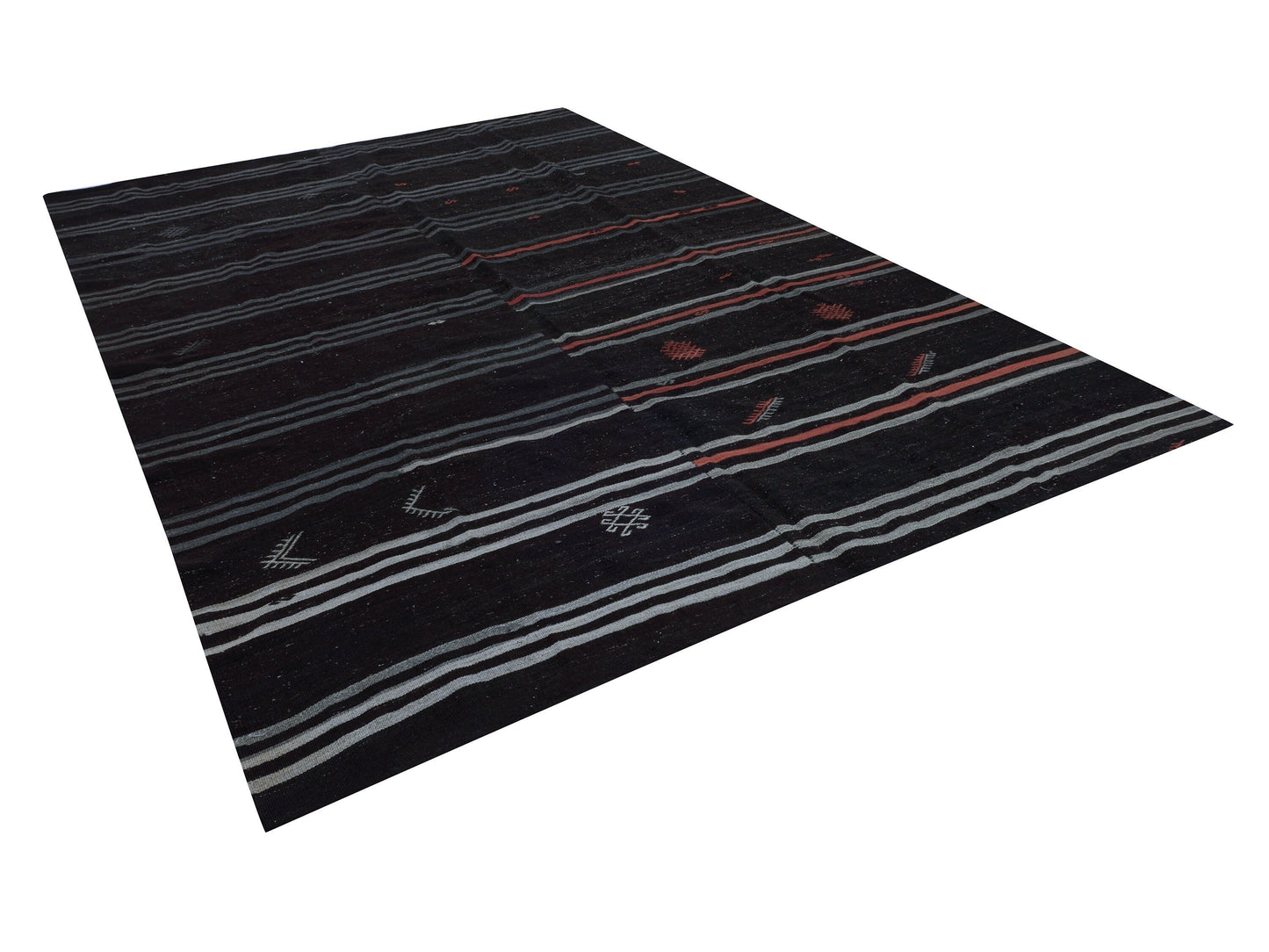 Handmade Kilim Rug, Turkish Kilim, Large Black Rug, Farmhouse Decor, Vintage Rug, Oversize Kilim Rug, Goat Hair Rug, Rug Kilim 9x13, 11496