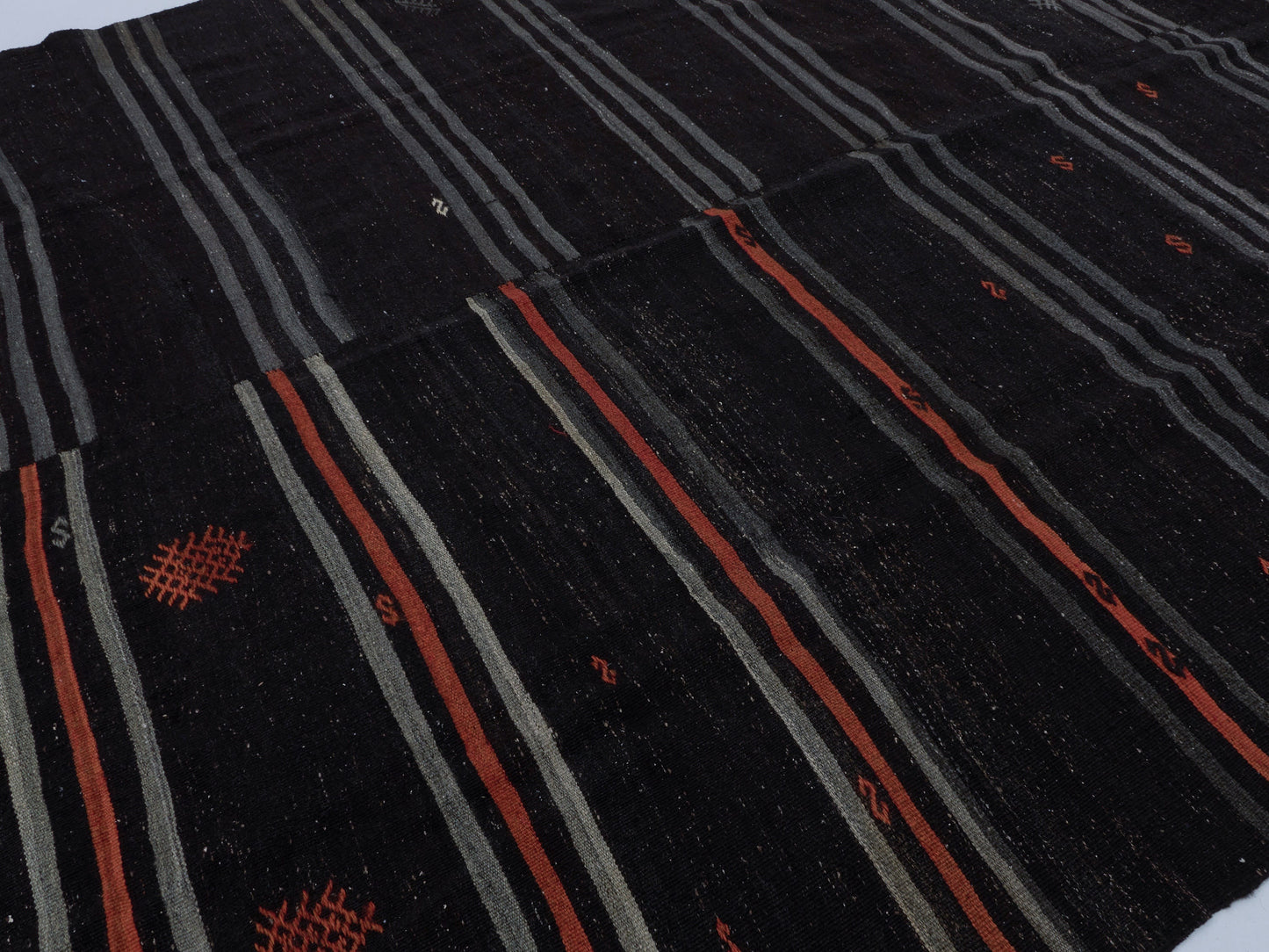 Handmade Kilim Rug, Turkish Kilim, Large Black Rug, Farmhouse Decor, Vintage Rug, Oversize Kilim Rug, Goat Hair Rug, Rug Kilim 9x13, 11496
