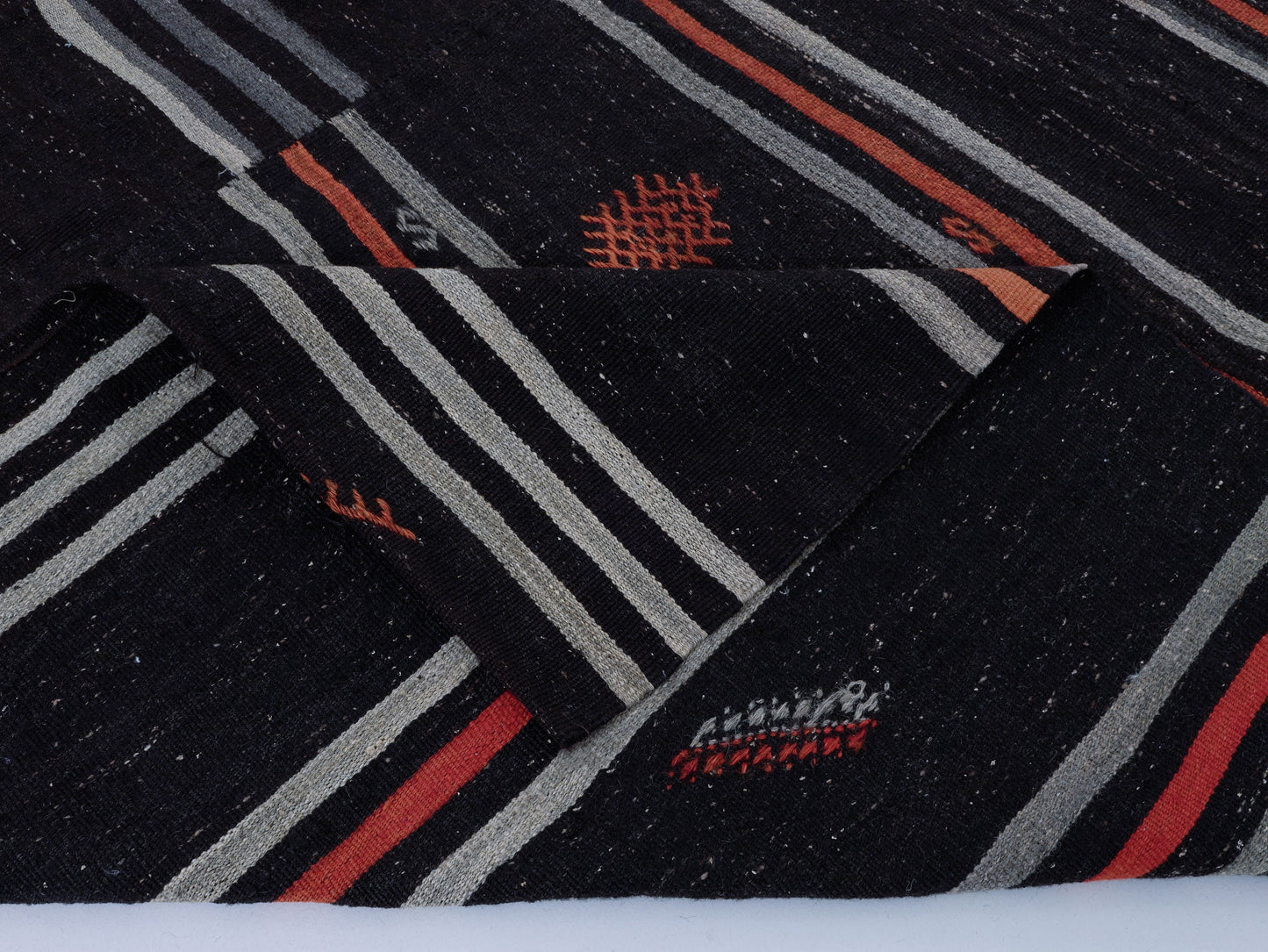 Handmade Kilim Rug, Turkish Kilim, Large Black Rug, Farmhouse Decor, Vintage Rug, Oversize Kilim Rug, Goat Hair Rug, Rug Kilim 9x13, 11496