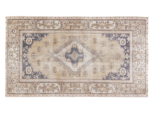 Turkish Rug, Vintage Area Rug, Oushak Handmade Rug, Primitive Rustic Rug, Office Rug, Turkey Rug, Anatolia Faded Rug, Rug 4x6, 10364