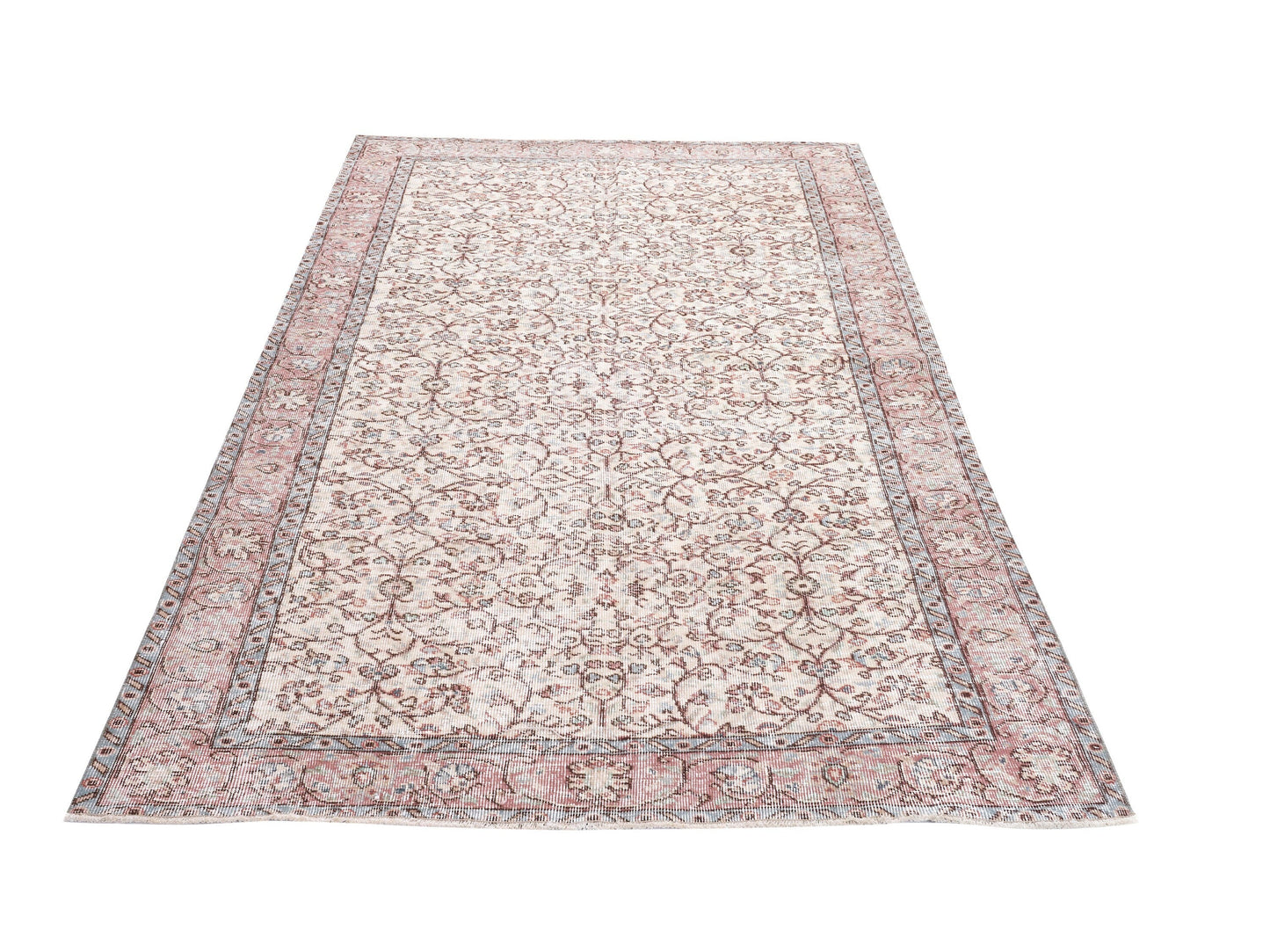 Area Rug, Handmade Rug, Neutral Muted Unique Rug, Bohemian Eclectic Rug, Vintage Rug, Turkish Oushak Rug, Rug 5x9, Living Room Rug, 10416