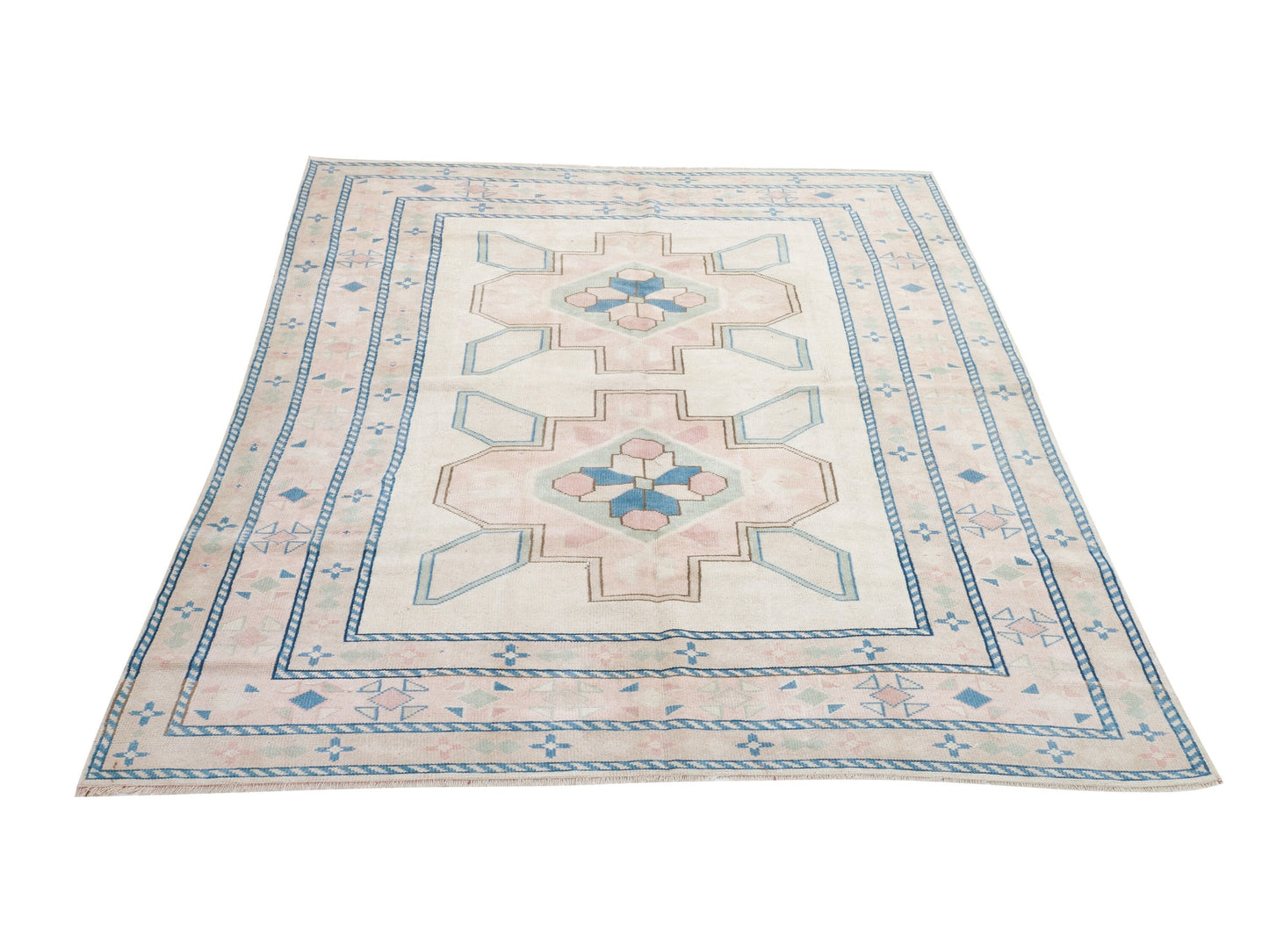 Turkish Oushak Rug, Handmade Area Rug, Vintage Rug, Neutral Floor Rug, Living Room Rug, Turkey Rug, Coastal Decor, Carpet Rug, Rug 6x8, 9043