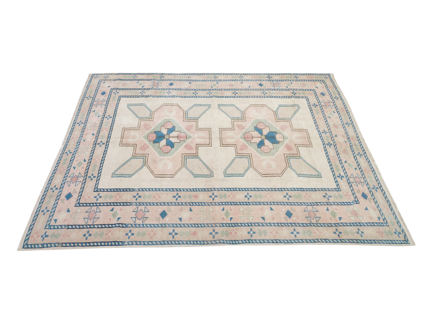 Turkish Oushak Rug, Handmade Area Rug, Vintage Rug, Neutral Floor Rug, Living Room Rug, Turkey Rug, Coastal Decor, Carpet Rug, Rug 6x8, 9043