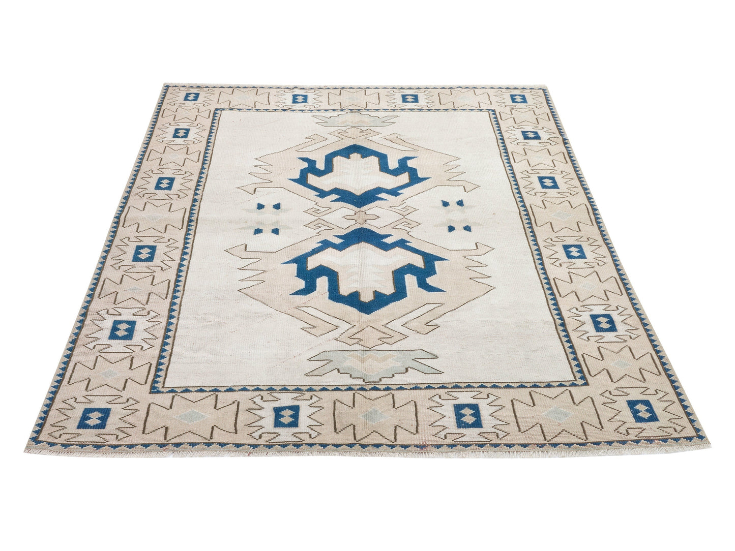 Contemporary Decor, Neutral Unique Rug, Oushak Rug 5x7, Turkish Handmade Area Rug, Vintage Floor Rug, Kid Room Rug, Turkish Carpet, 9486