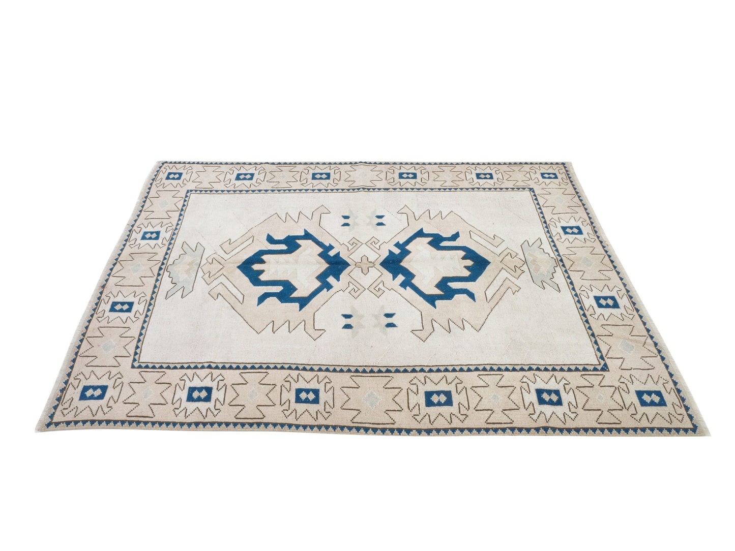 Contemporary Decor, Neutral Unique Rug, Oushak Rug 5x7, Turkish Handmade Area Rug, Vintage Floor Rug, Kid Room Rug, Turkish Carpet, 9486