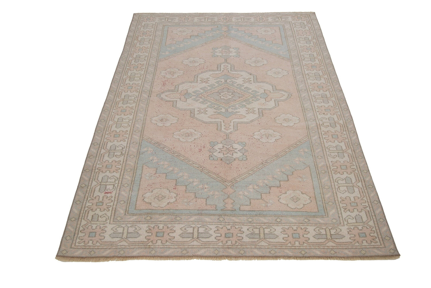 4x6 Rug Turkish, Oushak rug, Vintage Rug, Muted rug, Pastel rug, Carpet rug, Vintage Oushak Turkish Carpet ,Coastal decor,Bedroom rug,7332