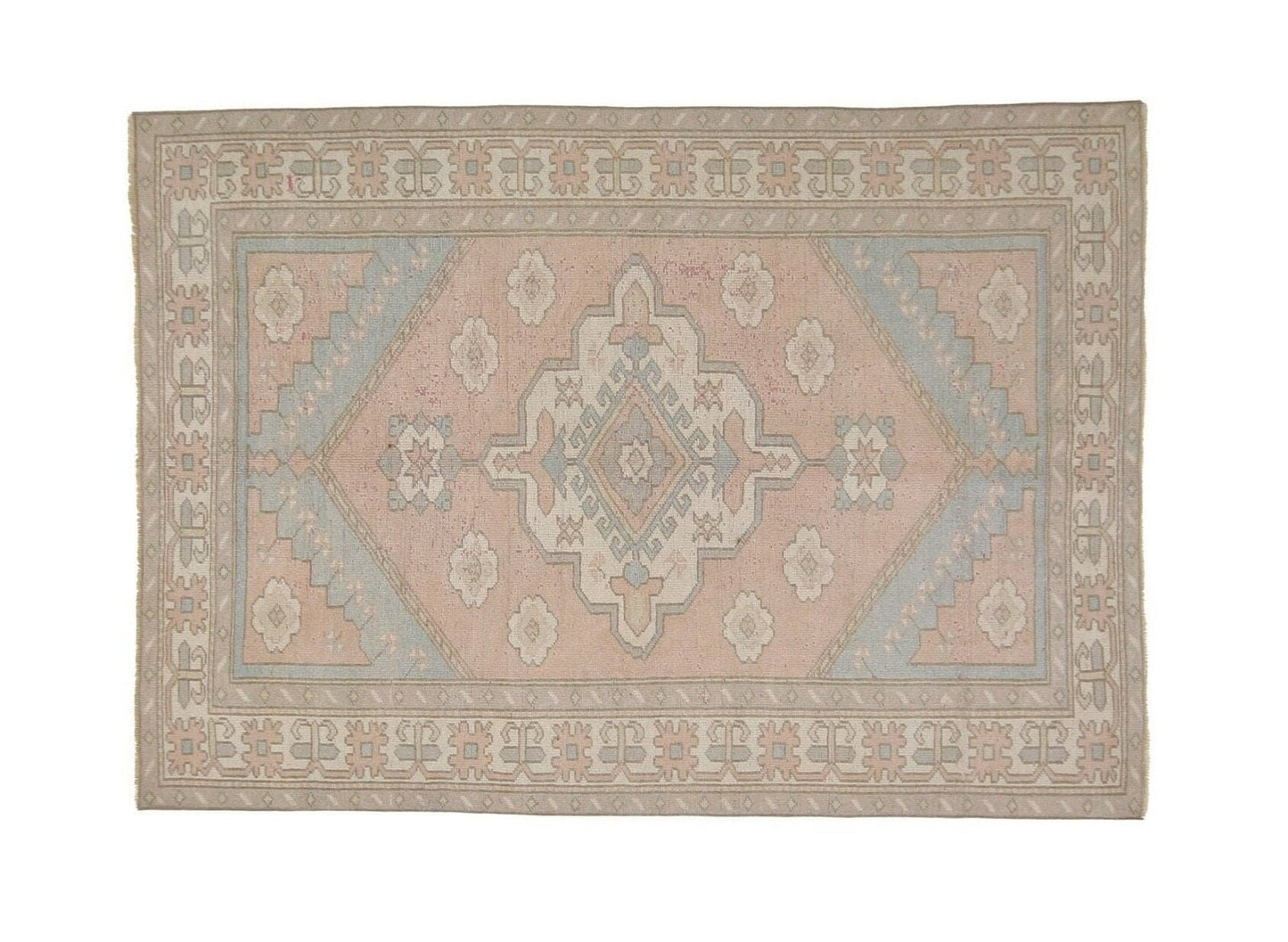 4x6 Rug Turkish, Oushak rug, Vintage Rug, Muted rug, Pastel rug, Carpet rug, Vintage Oushak Turkish Carpet ,Coastal decor,Bedroom rug,7332