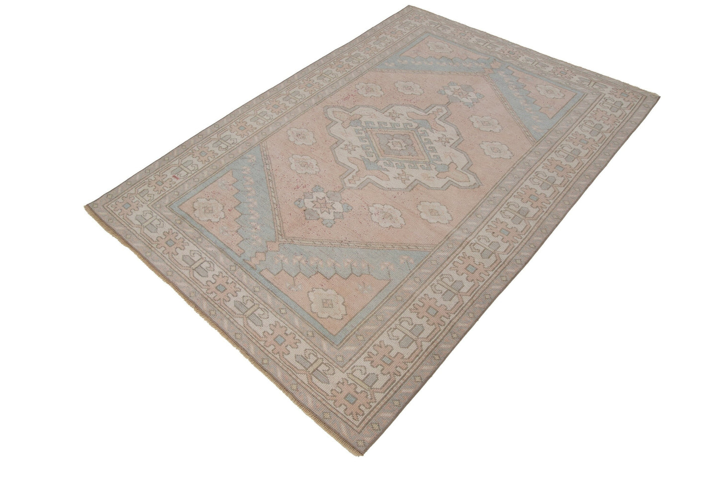 4x6 Rug Turkish, Oushak rug, Vintage Rug, Muted rug, Pastel rug, Carpet rug, Vintage Oushak Turkish Carpet ,Coastal decor,Bedroom rug,7332