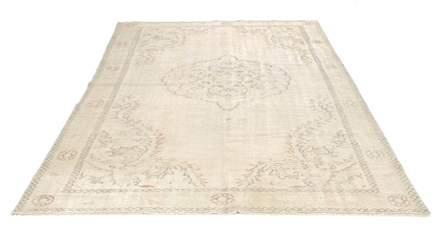 Turkish Oushak Rug 7x12, Large Vintage Beige Carpet Rug, Handmade Rug, Neutral Area rug, Farmhouse Rug, Unique rug, Area rug, 7003