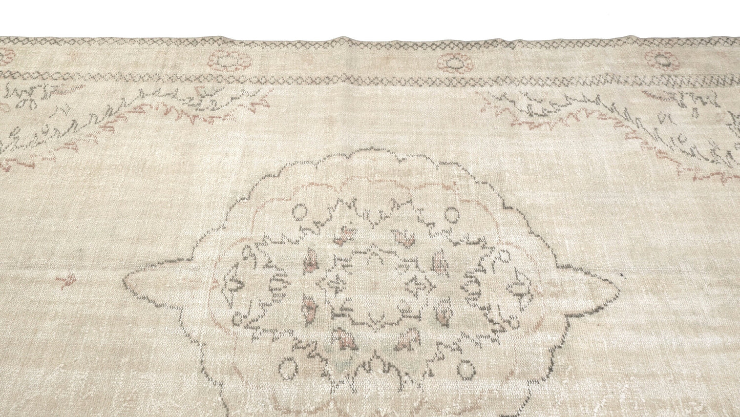 Turkish Oushak Rug 7x12, Large Vintage Beige Carpet Rug, Handmade Rug, Neutral Area rug, Farmhouse Rug, Unique rug, Area rug, 7003