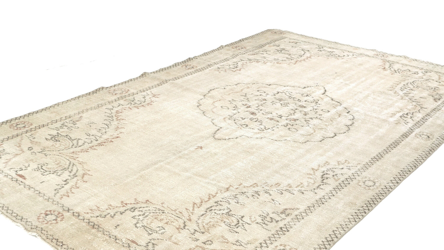 Turkish Oushak Rug 7x12, Large Vintage Beige Carpet Rug, Handmade Rug, Neutral Area rug, Farmhouse Rug, Unique rug, Area rug, 7003