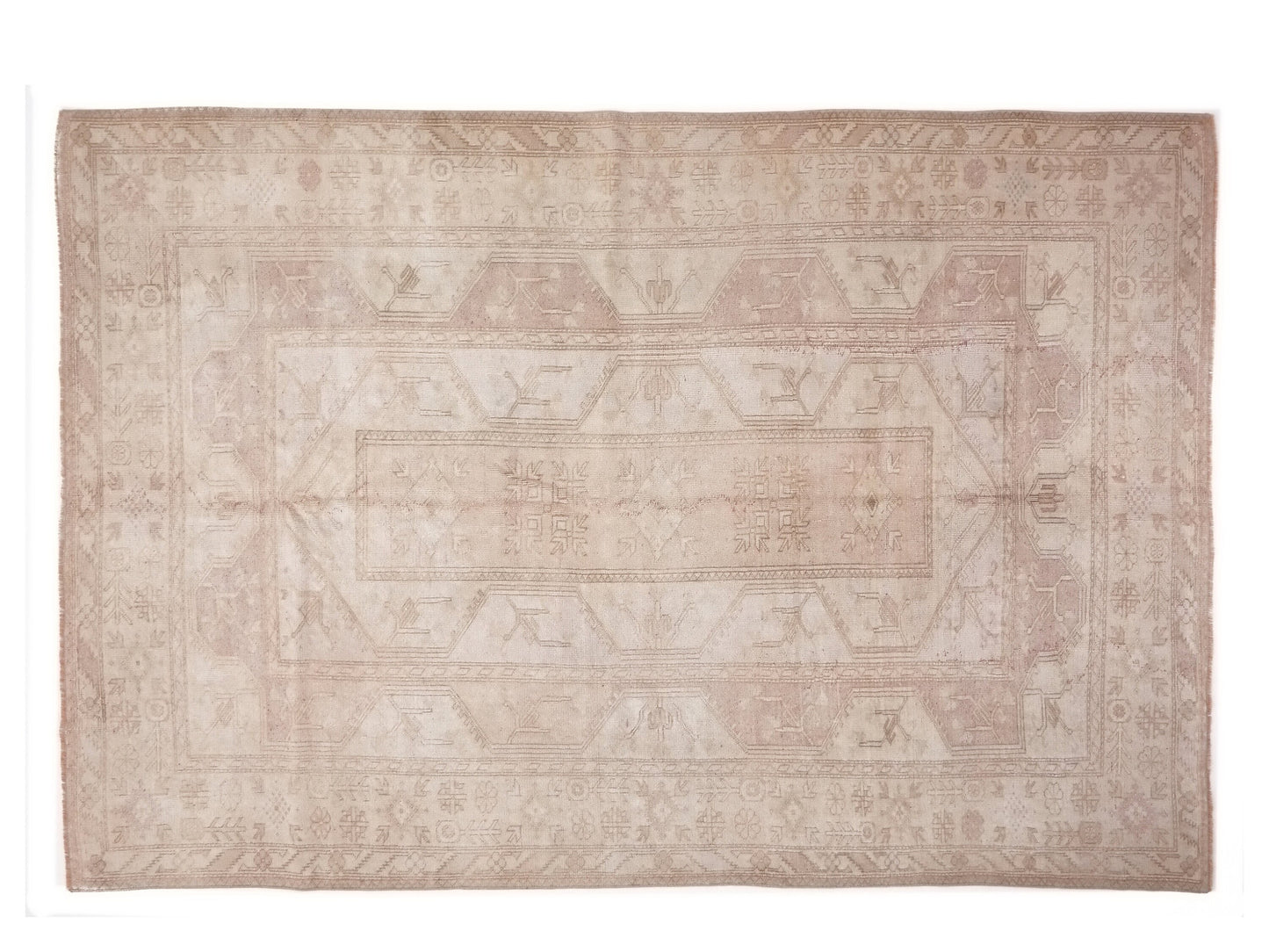Faded rug, Oushak Rug, Vintage Rug, Turkish rug, 7x9 Rug, Handmade Rug, Area Oushak Rug, Neutral rug, Farmhouse decor, Beige rug 7x10, 9992