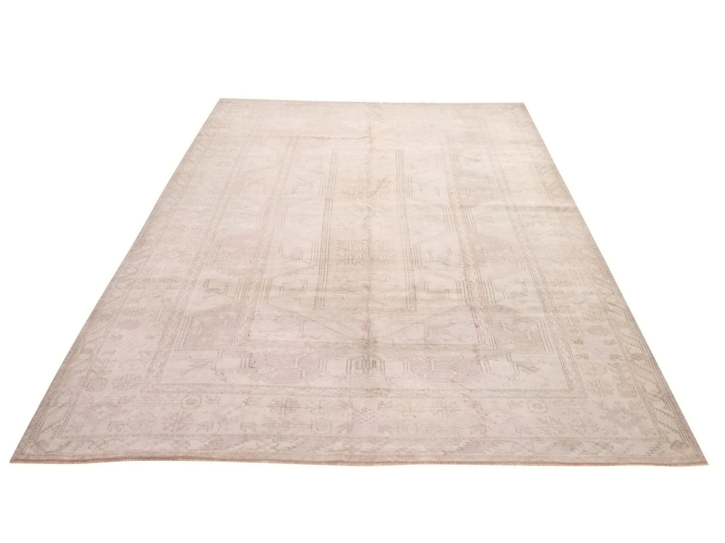 Faded rug, Oushak Rug, Vintage Rug, Turkish rug, 7x9 Rug, Handmade Rug, Area Oushak Rug, Neutral rug, Farmhouse decor, Beige rug 7x10, 9992