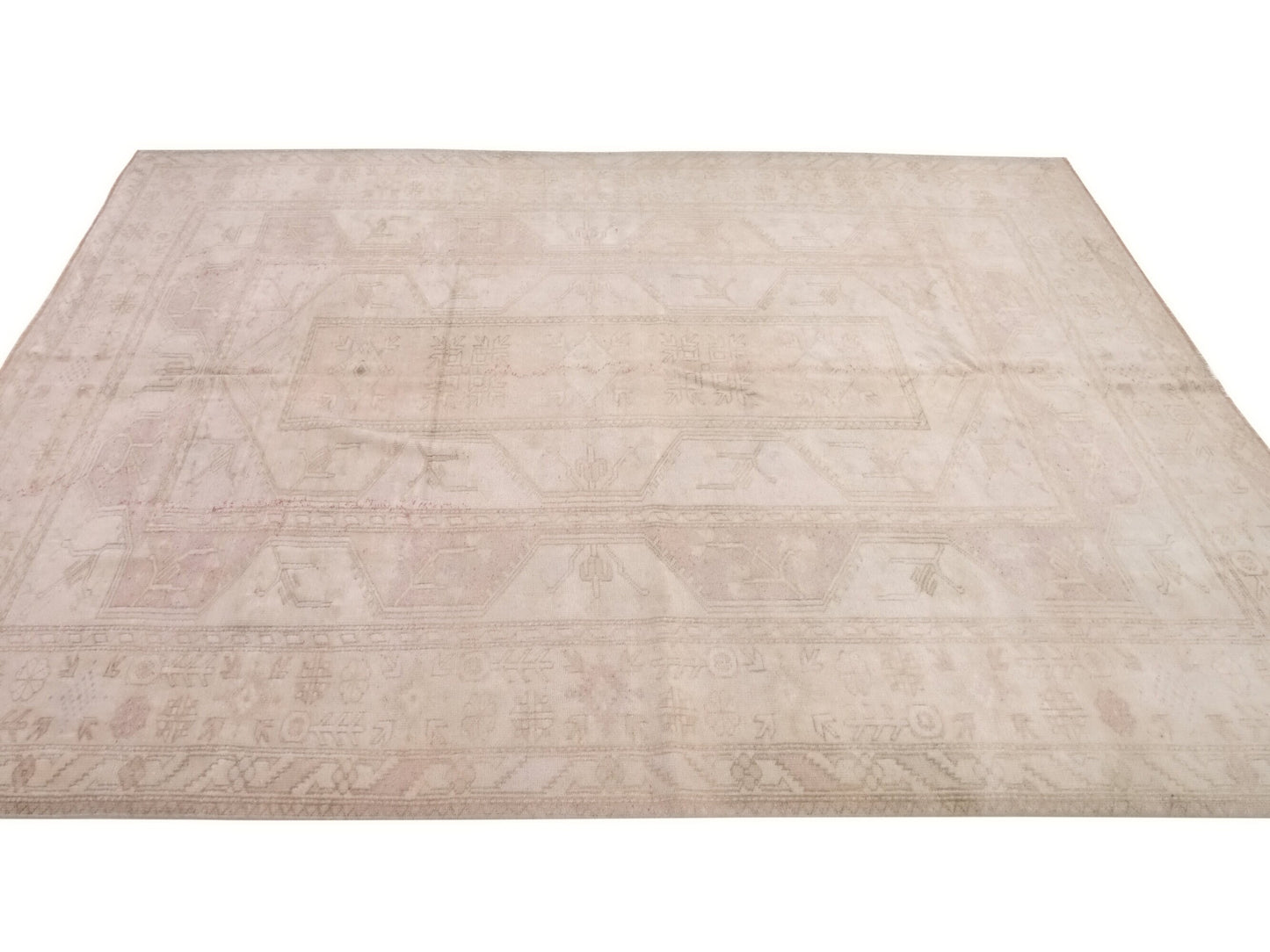 Faded rug, Oushak Rug, Vintage Rug, Turkish rug, 7x9 Rug, Handmade Rug, Area Oushak Rug, Neutral rug, Farmhouse decor, Beige rug 7x10, 9992