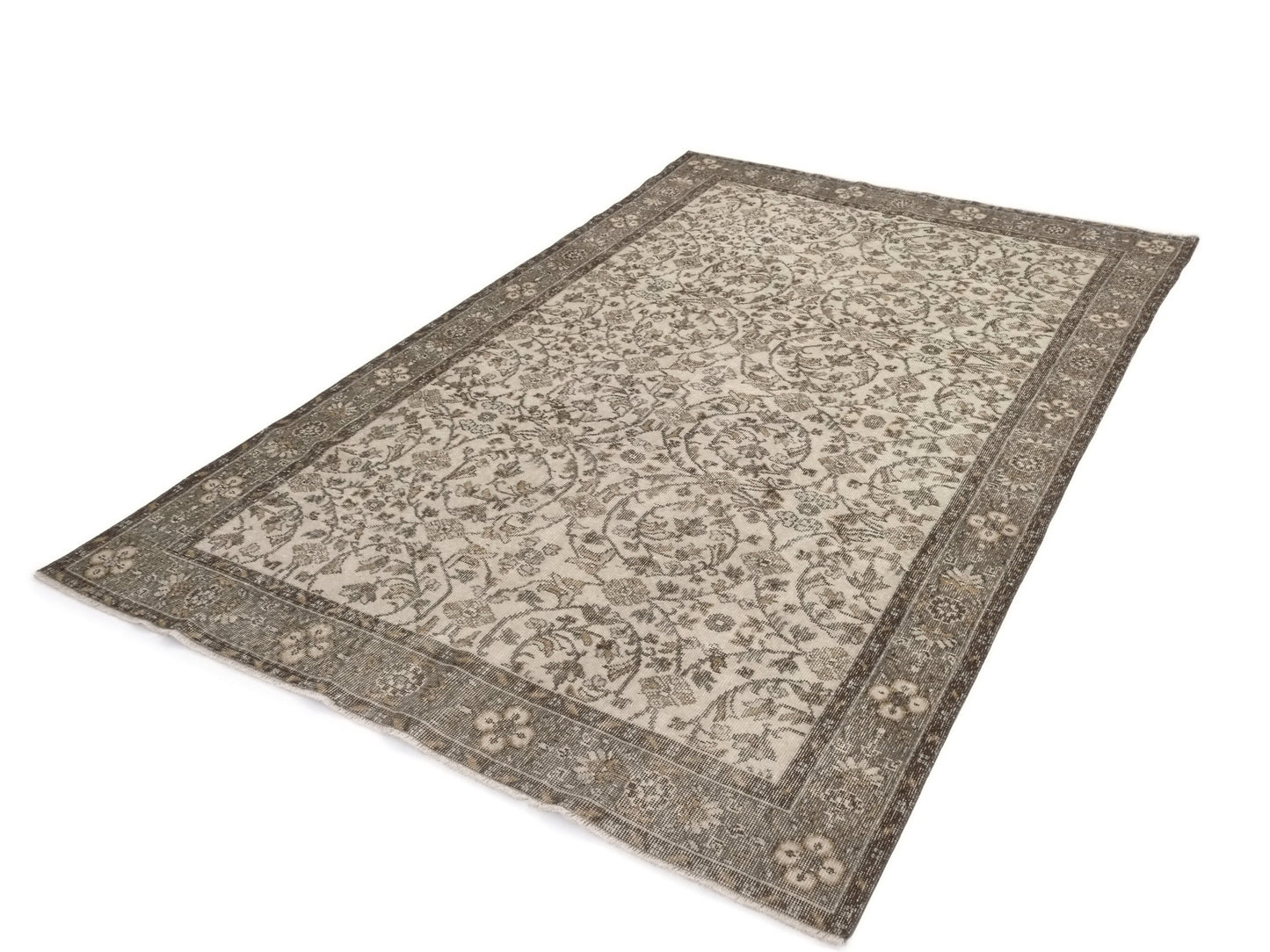 Natural Area rug, Turkish Oushak Rug, Vintage Handmade rug, Turkish Carpet, One of a kind rug, Floral rug, 6x9 Rug, Rug Bedroom, 9578