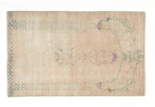Small Oushak Rug, Vintage Rug, Turkish Rug, 3x3 Rug, Door mat rug, Bath mat rug, Handmade Small Carpet rug, Entrway rug, 8735