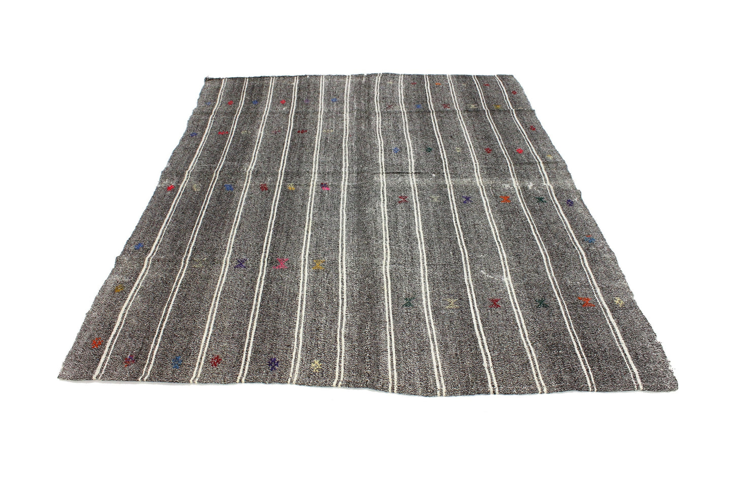 5x7 Vintage Turkish Kilim Rug, Gray Boho Eclectic Flat weave Decorative KİLİM RUG, Nursery Rug, Fine rug, Etsy Rug ,Goat hair, 4746