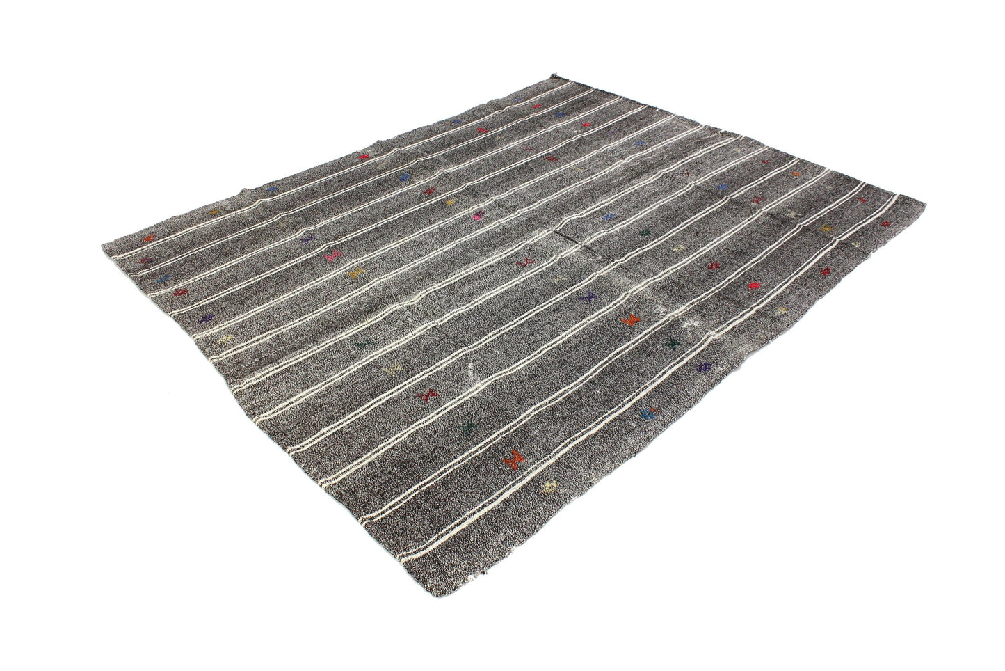 5x7 Vintage Turkish Kilim Rug, Gray Boho Eclectic Flat weave Decorative KİLİM RUG, Nursery Rug, Fine rug, Etsy Rug ,Goat hair, 4746