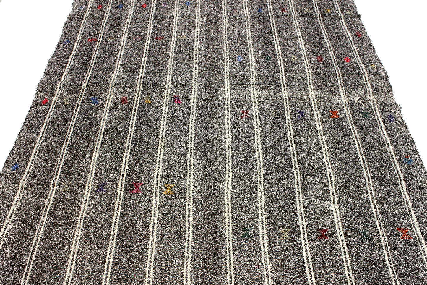5x7 Vintage Turkish Kilim Rug, Gray Boho Eclectic Flat weave Decorative KİLİM RUG, Nursery Rug, Fine rug, Etsy Rug ,Goat hair, 4746