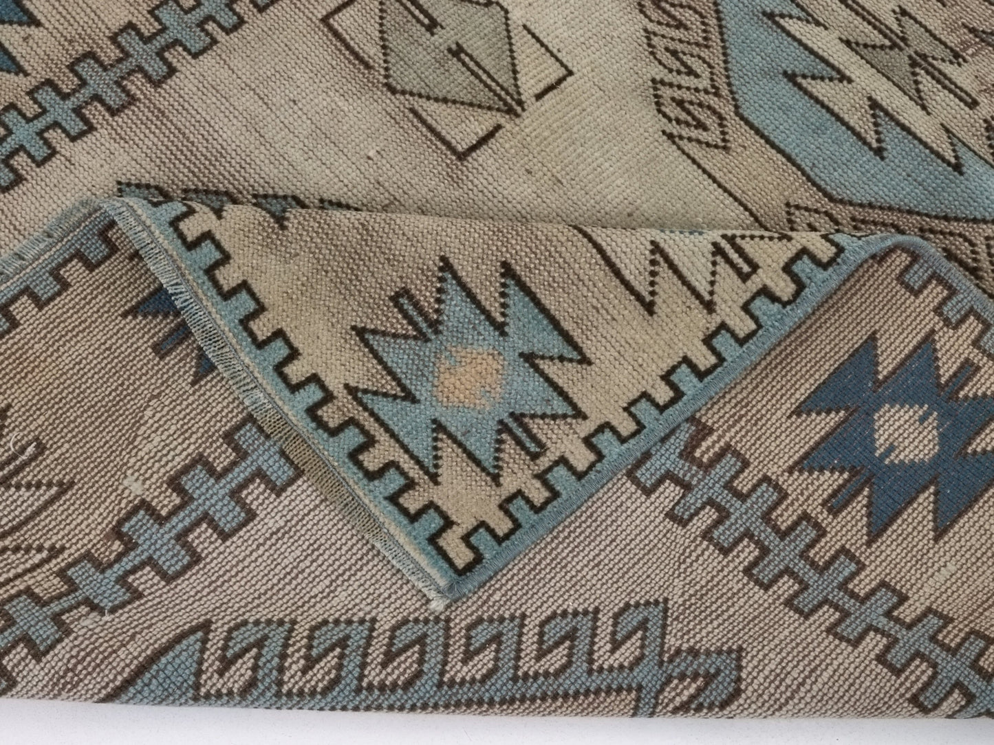 Turkish Oushak Rug, Vintage Turkish Rug, Small Area Rug, Handmade Carpet rug, Bedroom rug, Geometric Wool Rug Made in Turkey, 8928