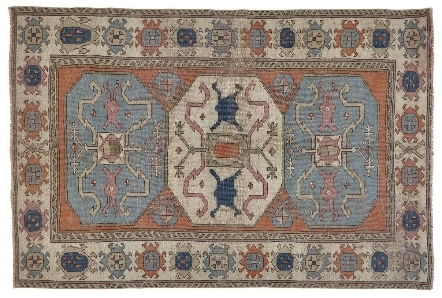 Turkish Oushak Vintage Rug, Antique Area Carpet Rug, 5x8 Handmade Anatolia Turkey rug, Primitive Decor, Bedroom rug, Living room rug, 8869