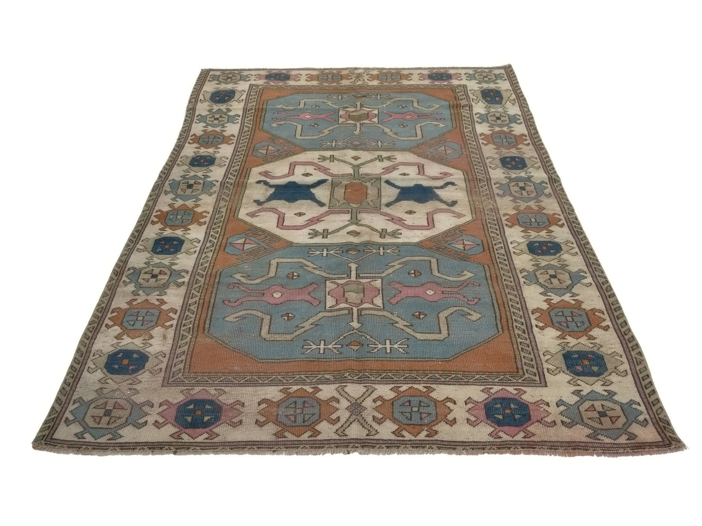 Turkish Oushak Vintage Rug, Antique Area Carpet Rug, 5x8 Handmade Anatolia Turkey rug, Primitive Decor, Bedroom rug, Living room rug, 8869