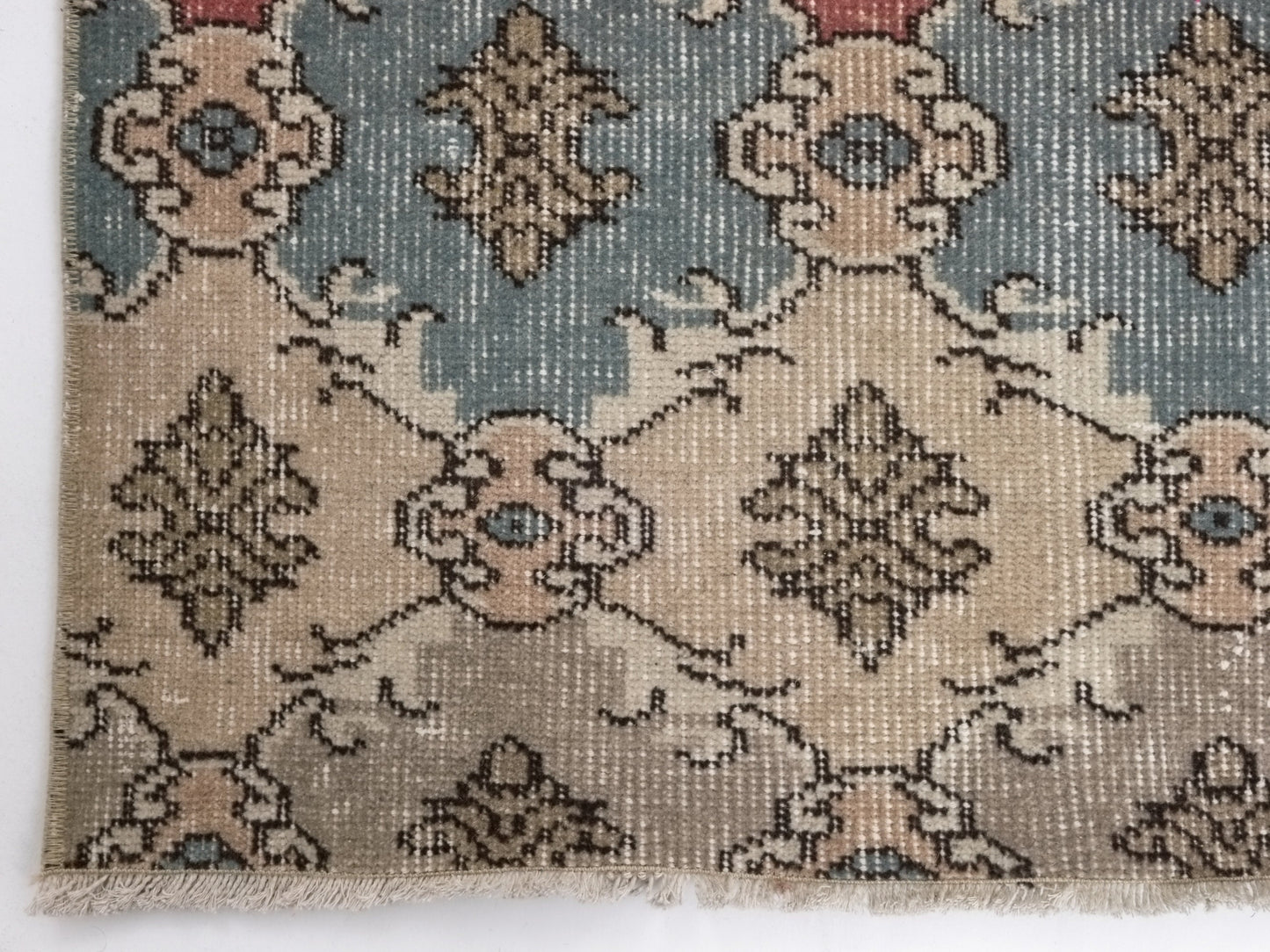 Bohemian Art Deco Oushak Rug, Checked Vintage Carpet Rug, 4x8 Rug, TURKİSH RUG, Handmade Area Rug, Entryway rug, Turkey rug, 8871