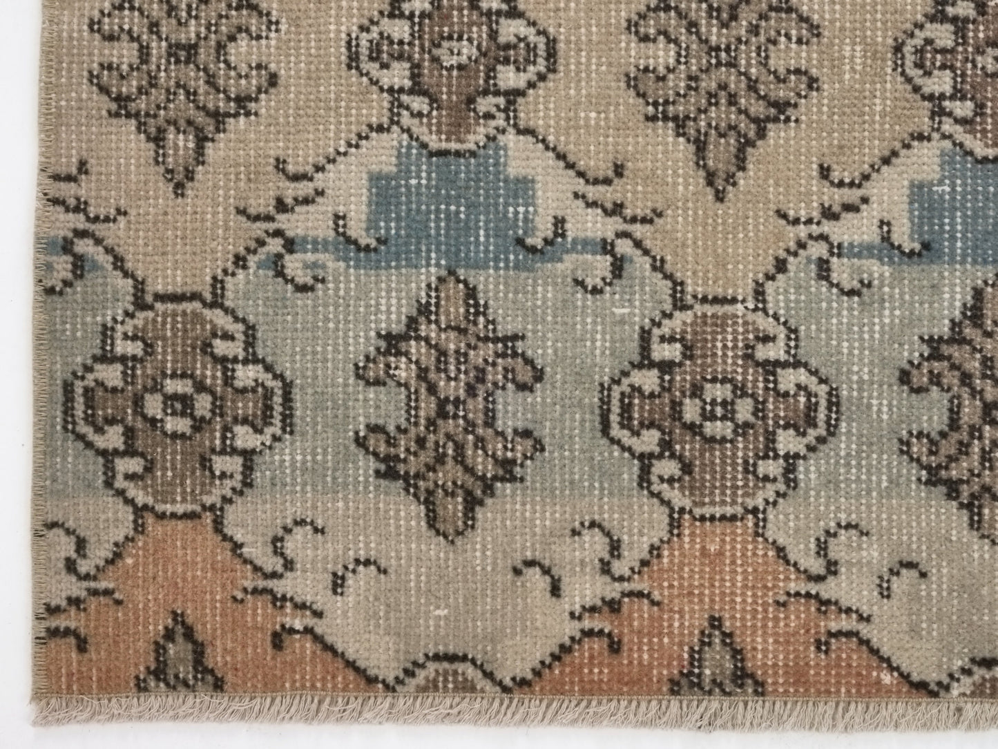 Bohemian Art Deco Oushak Rug, Checked Vintage Carpet Rug, 4x8 Rug, TURKİSH RUG, Handmade Area Rug, Entryway rug, Turkey rug, 8871