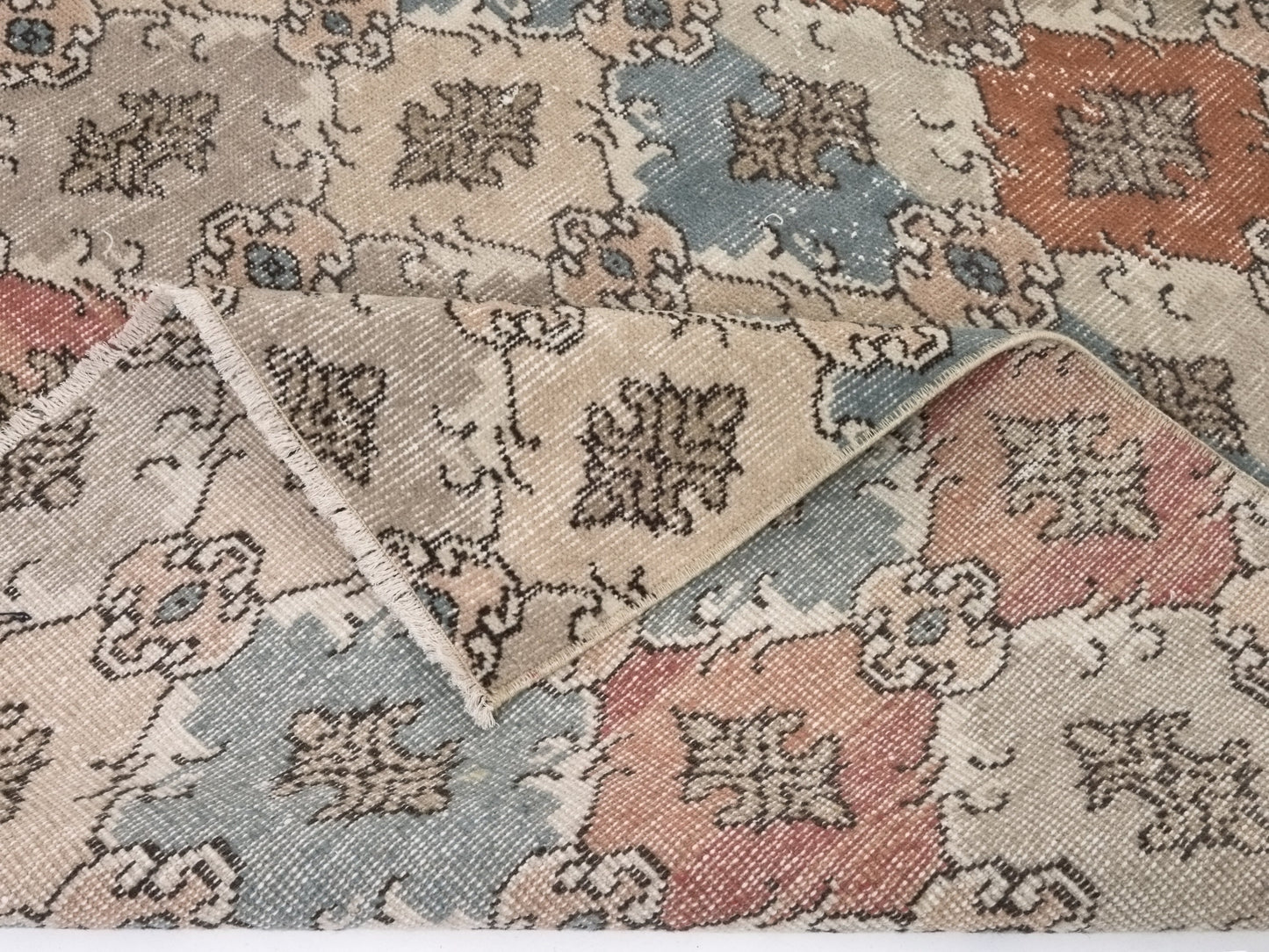 Bohemian Art Deco Oushak Rug, Checked Vintage Carpet Rug, 4x8 Rug, TURKİSH RUG, Handmade Area Rug, Entryway rug, Turkey rug, 8871