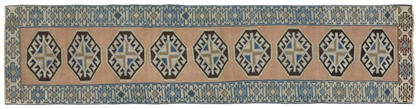 Vintage Hallway Runner, Oushak Turkish Runner Rug, Carpet Runner, Rug Runner 2x9, Kitchen Runner Rug, Bedroom rug, Entryway Rug, 8764