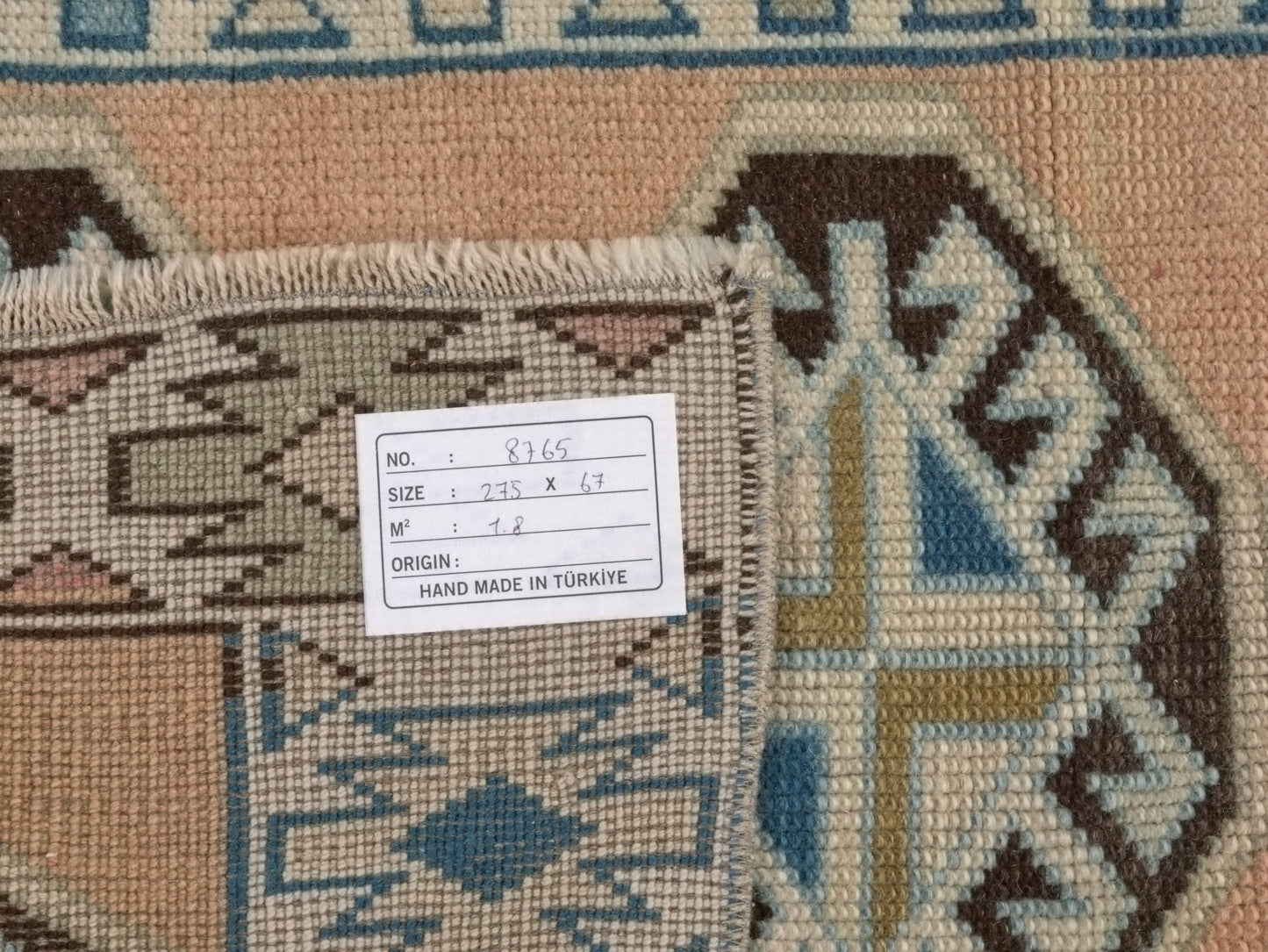 Vintage Hallway Runner, Oushak Turkish Runner Rug, Carpet Runner, Rug Runner 2x9, Kitchen Runner Rug, Bedroom rug, Entryway Rug, 8764