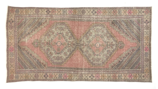 Muted Pink Oushak Rug, 4x8 Rug, Anatolia Handmade Carpet Rug, Turkish Vintage Rug, Bohemian decor, Nursery rug, Bedroom rug, Area Rug, 8701