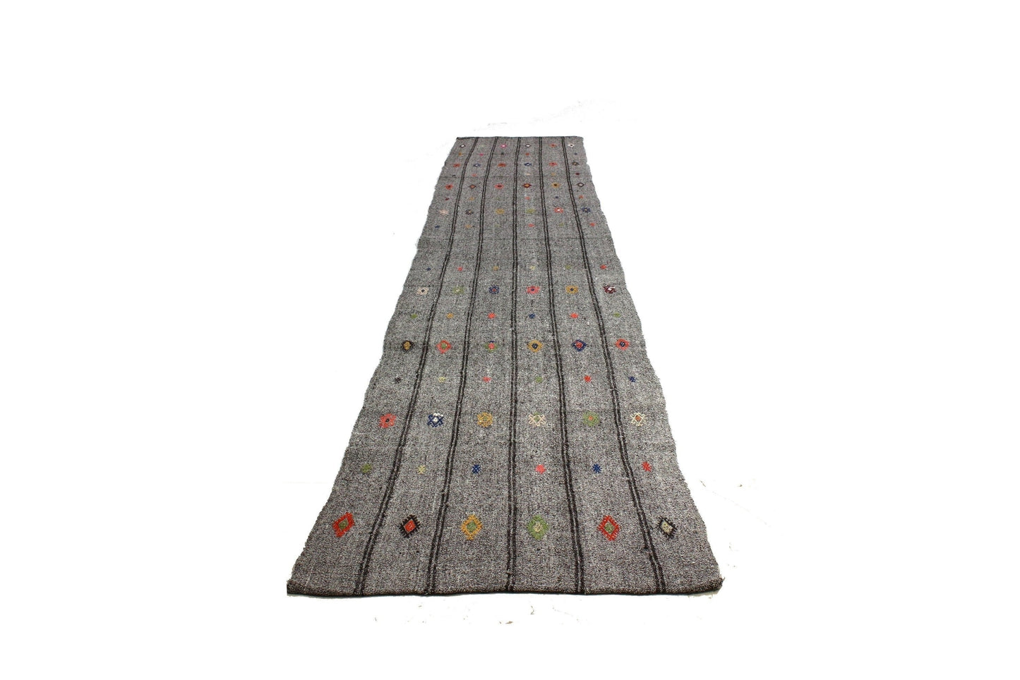 3x16 Extra Long Floor Gray Vintage Turkish Kilim Runner Rug, Decorative Stair Hallway Rug,4759