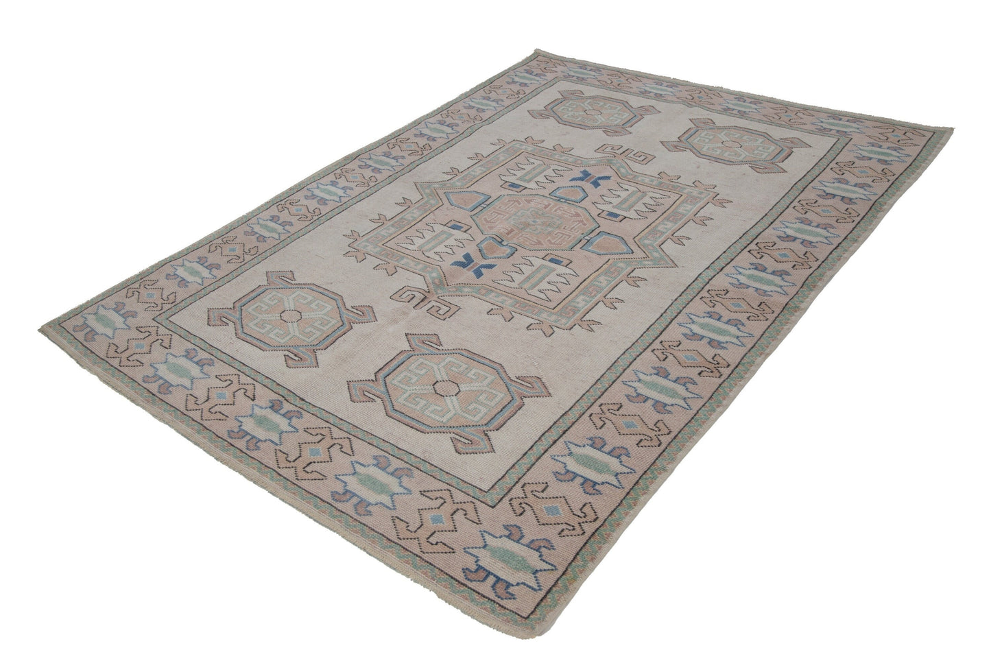 5x7 Rug, Oushak Turkish Vintage Rug, Carpet Area Rug, Coastal Handmade Wool Rug, Bedroom Rug, Tropical Decor, Rug Made in Turkey, 7326