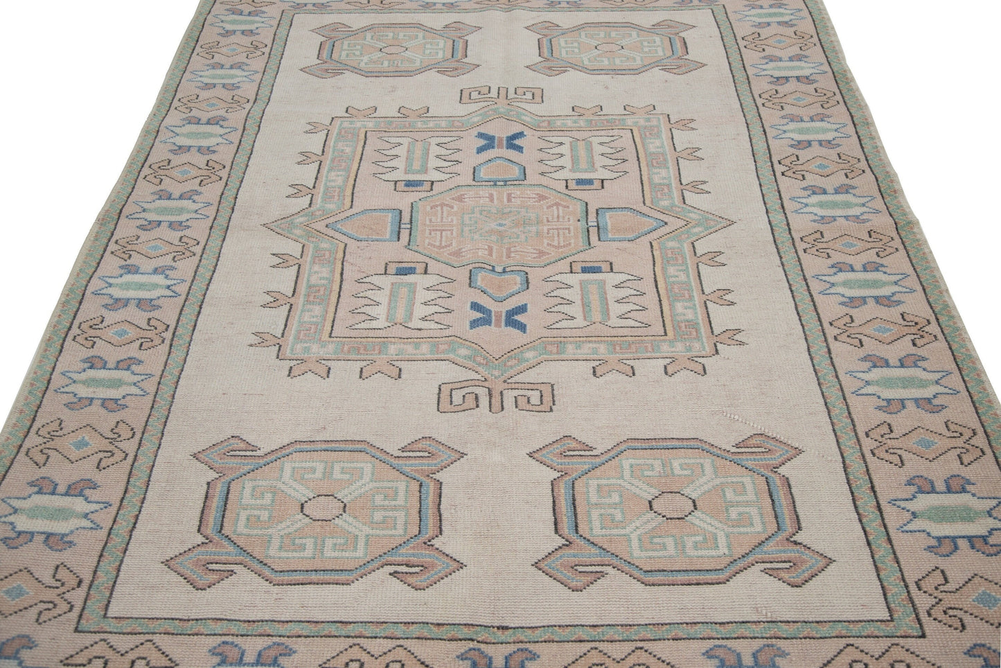 5x7 Rug, Oushak Turkish Vintage Rug, Carpet Area Rug, Coastal Handmade Wool Rug, Bedroom Rug, Tropical Decor, Rug Made in Turkey, 7326
