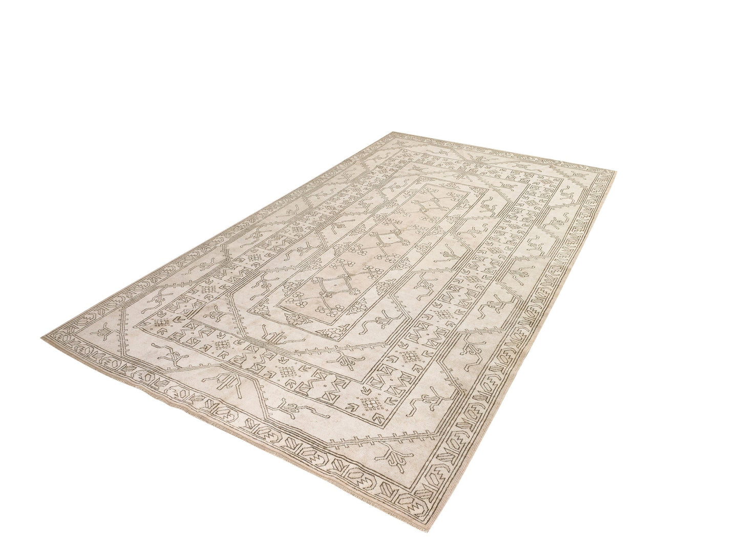Neutral Oushak Area Rug, 7x11 Rug, One of a kind Turkish Vintage rug, Living room rug, Entryway rug, Farmhouse, Carpet rug, Wool rug, 9947