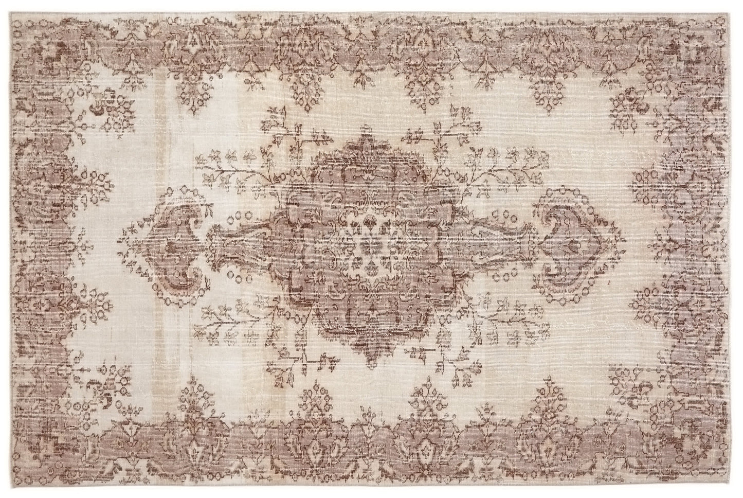 Turkish Oushak Area Vintage Carpet Rug 6x8, Beige Handmade Wool Floral rug, Rug for Living room Made in Anatolia Gift for Mother Days, 10218
