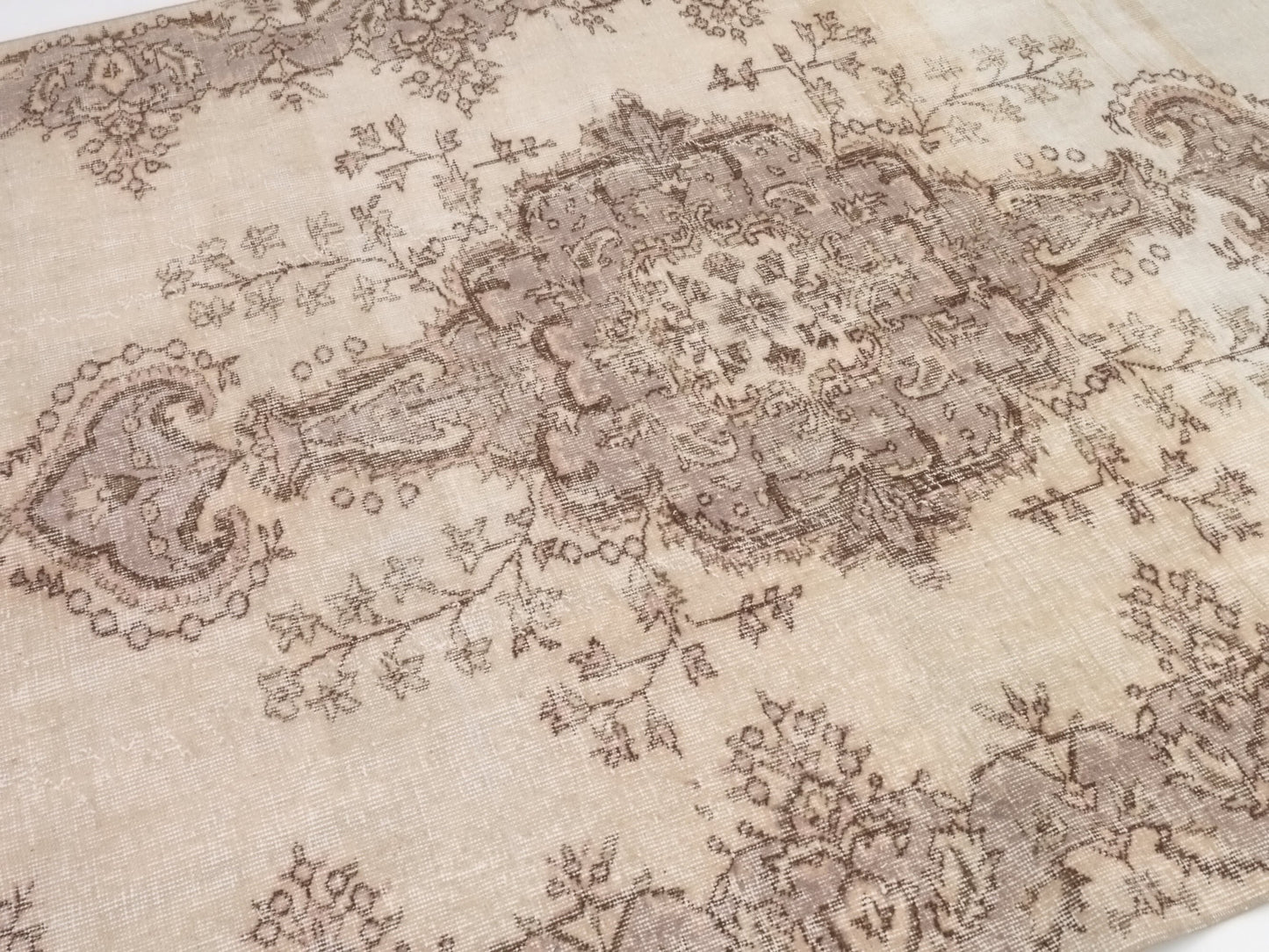 Turkish Oushak Area Vintage Carpet Rug 6x8, Beige Handmade Wool Floral rug, Rug for Living room Made in Anatolia Gift for Mother Days, 10218