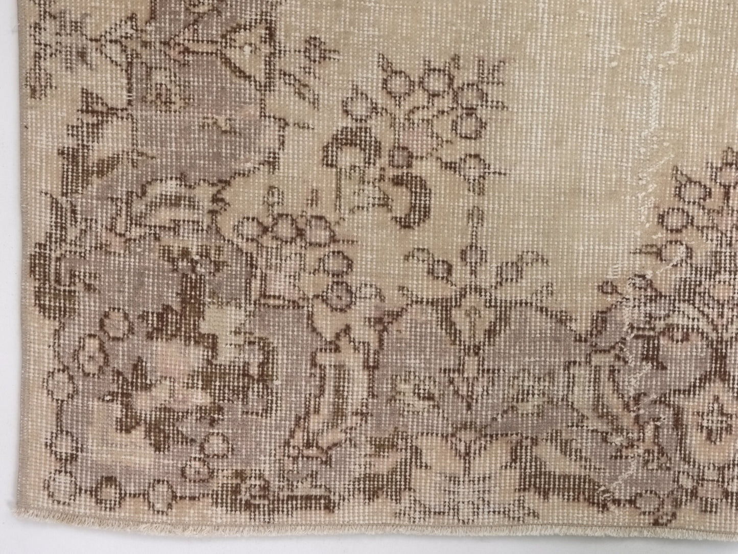 Turkish Oushak Area Vintage Carpet Rug 6x8, Beige Handmade Wool Floral rug, Rug for Living room Made in Anatolia Gift for Mother Days, 10218