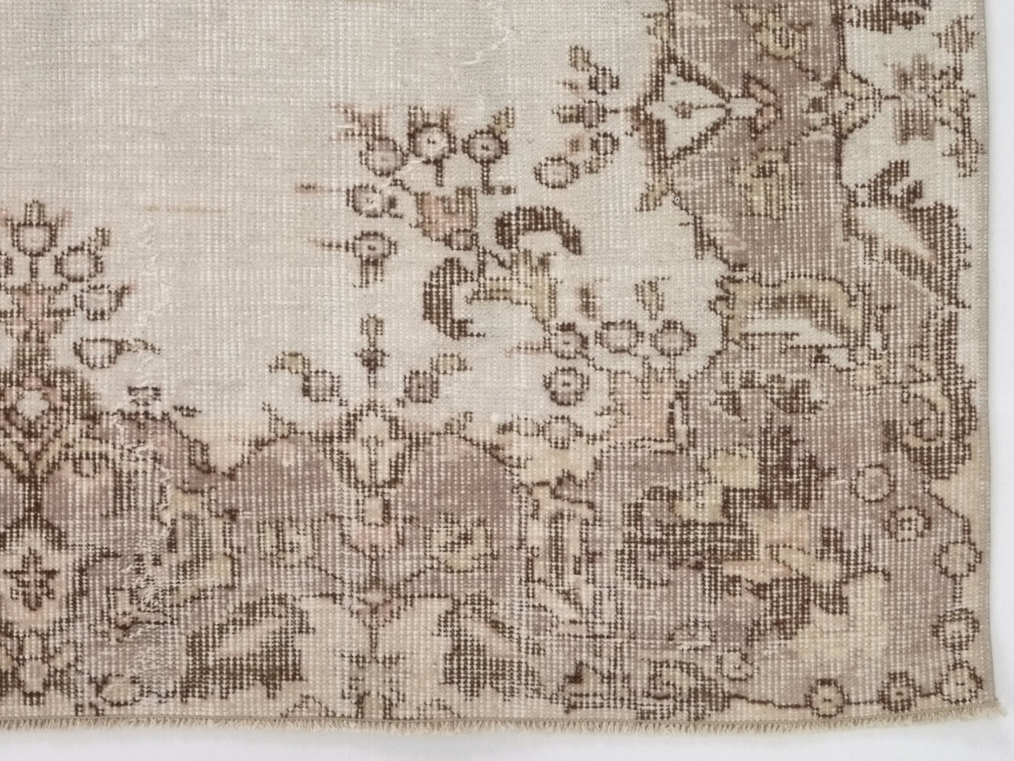 Turkish Oushak Area Vintage Carpet Rug 6x8, Beige Handmade Wool Floral rug, Rug for Living room Made in Anatolia Gift for Mother Days, 10218