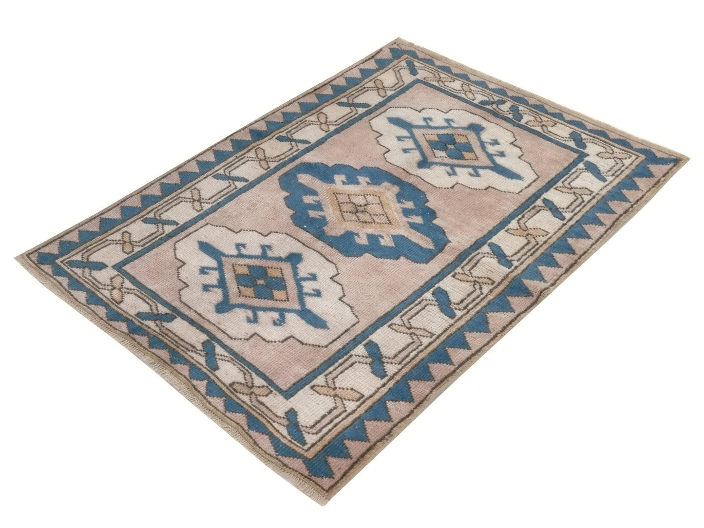 Turkish Rug, Vintage Rug, Small Rug, Mıuted rug, 3x4 Rug, Faded rug, Pink rug 3x4, Anatolia rug, Bedroom rug, Unique rug, Soft rug, 10049